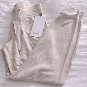 NWT Lululemon Warm Down Jogger *Soft Touch Heathered Cashew